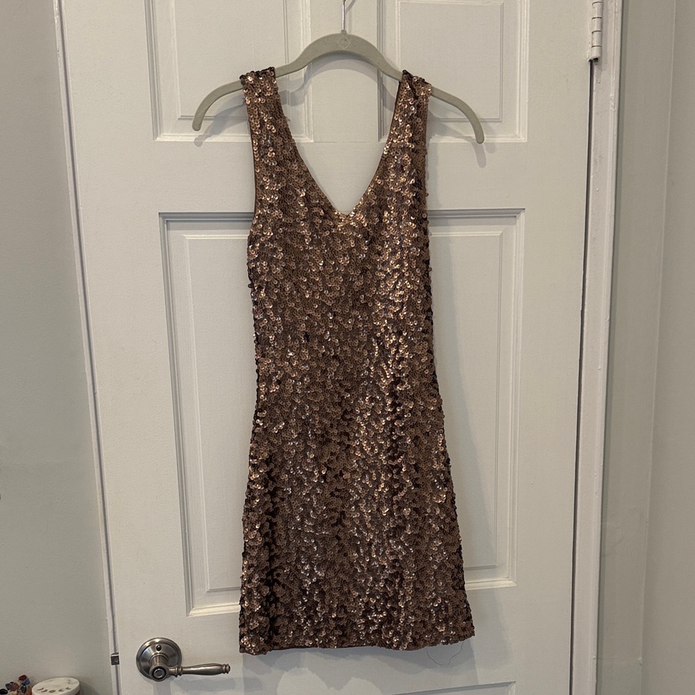 Gold Sequin Sleeveless Mini Dress size medium